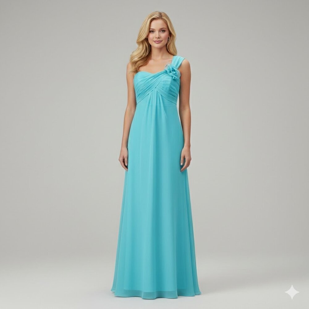 Chic Turquoise One-Shoulder Gown